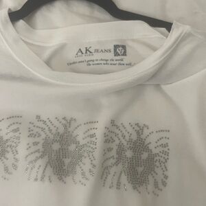 Anne Klein White Top with Silver Accents. Beautiful soft cotton. Size M.